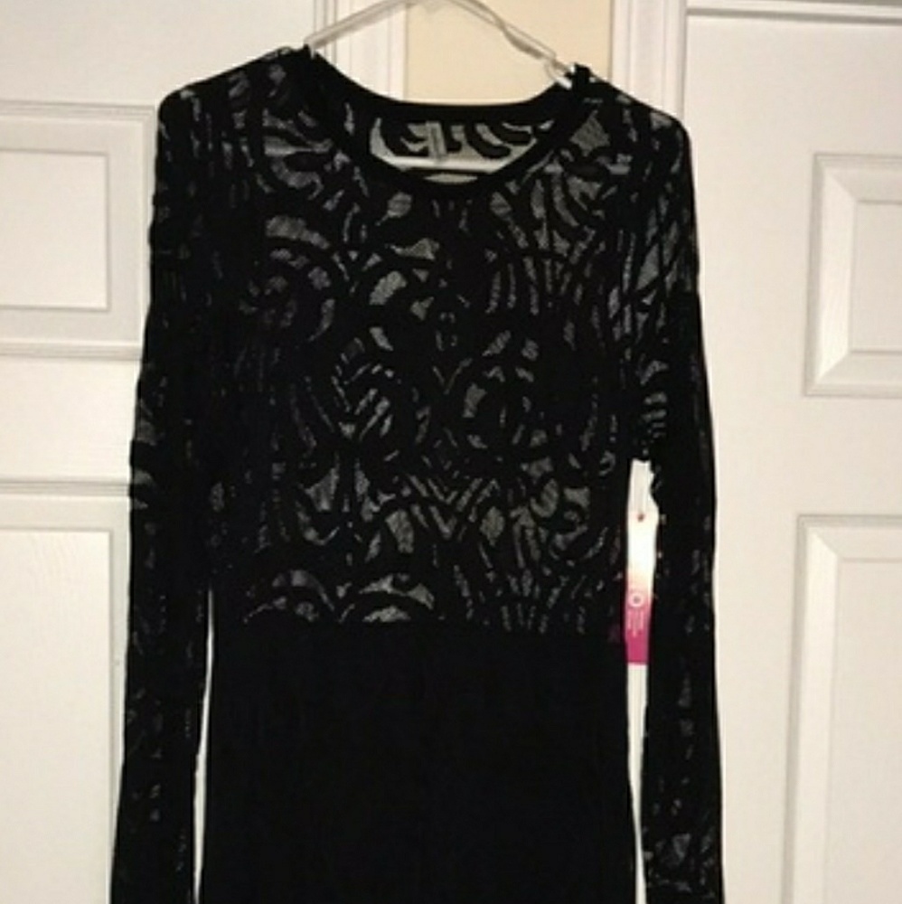 SEXY Black Lace BODYCON DRESS L/XL